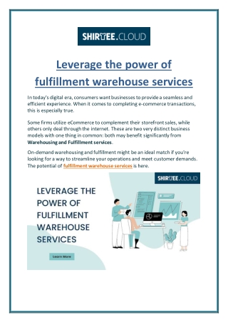 Leverage the power of fulfillment warehouse services