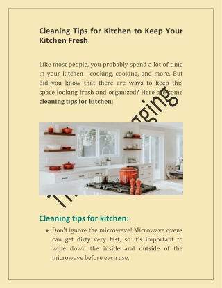 Cleaning Tips for Kitchen to Keep Your Kitchen Fresh