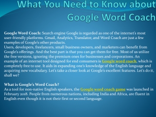 What You Need to Know about Google Word