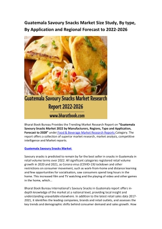 Guatemala Savoury Snacks Market Research Report 2022-2026