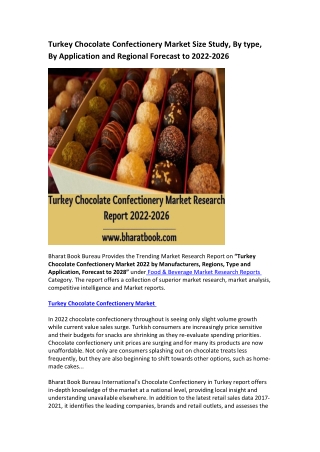 Turkey Chocolate Confectionery Market Research Report 2022-2026
