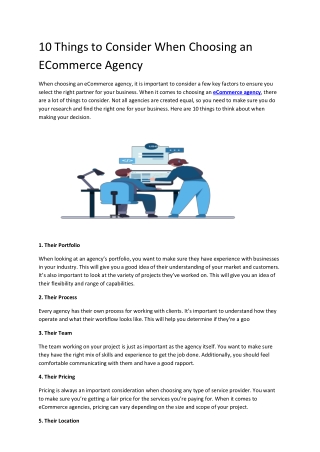 10 Things to Consider When Choosing an ECommerce Agency