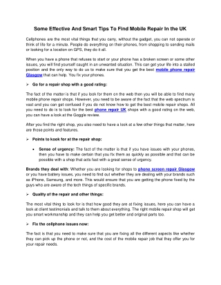 Some Effective And Smart Tips To Find Mobile Repair In the UK