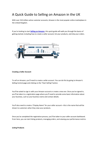 A Quick Guide to Selling on Amazon in the UK