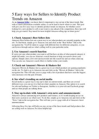 5 Easy ways for Sellers to Identify Product Trends on Amazon