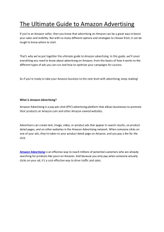 The Ultimate Guide to Amazon Advertising