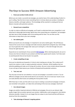 The Keys to Success With Amazon Advertising