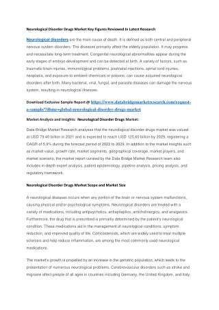 Neurological Disorder Drugs Market Key Figures Reviewed In Latest Research