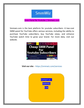 Smm Panel for Youtube  Smmwizcom