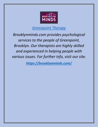 Greenpoint Therapy | Brooklynminds.com