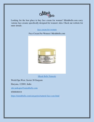 Face Cream For Women | Mirahbelle.com