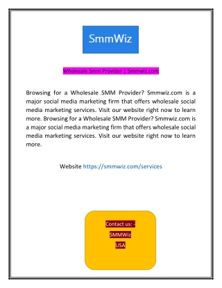 Wholesale Smm Provider  Smmwizcom