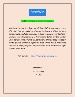 Top 10 Smm Panel in India  Smmwizcom