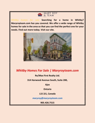 Whitby Homes For Sale  Maryroyteam.com