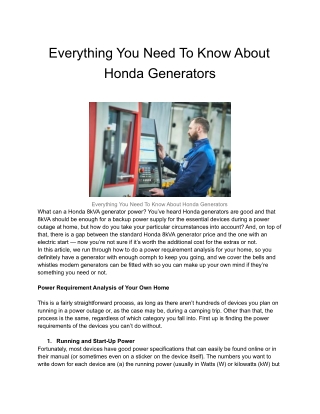 Everything You Need To Know About Honda Generators