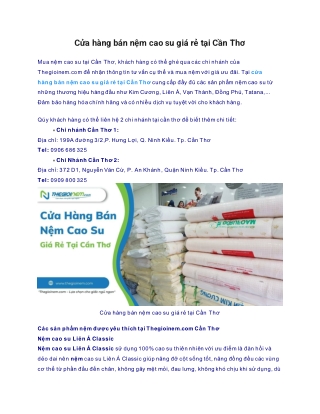 Cửa hàng bán nệm cao su giá rẻ tại Cần Thơ