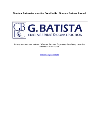 Structural Engineering Inspection Firms Florida Structural Engineer Broward