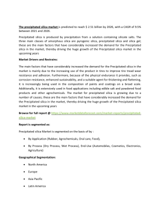 Precipitated silica market