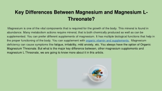 Key Differences Between Magnesium and Magnesium L-Threonate_