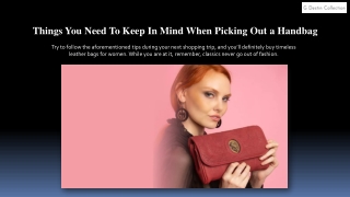 Things You Need To Keep In Mind When Picking Out a Handbag