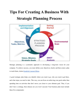 Tips For Creating A Business With Strategic Planning Process