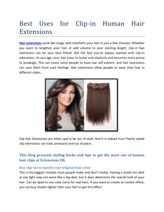 Best Uses for Clip-in Human Hair Extensions