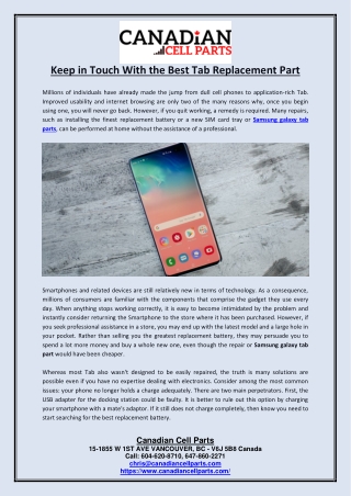 Keep in Touch With the Best Tab Replacement Part