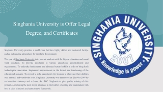 Singhania University is Offer Legal Degree, and Certificates_