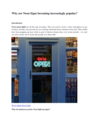 Why are Neon Signs becoming increasingly popular