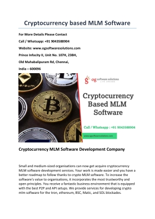 Cryptocurrency based MLM Software