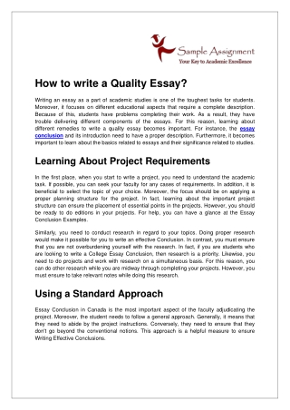 How to write a Quality Essay