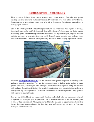 Roofing Service – You can DIY