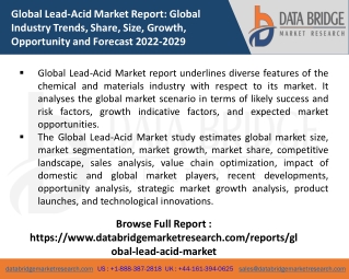 Global Lead-Acid Market  Pdf