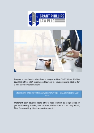 Merchant Cash Advance Lawyer New York - Grant Phillips Law PLLC