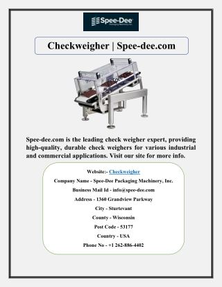 Checkweigher | Spee-dee.com