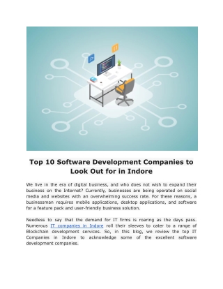 Top 10 Software Development Companies to Look Out for in Indore