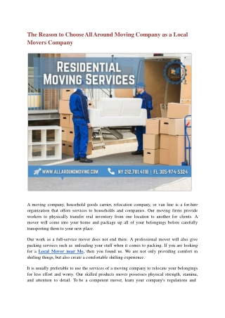 The Reason to Choose All Around Moving Company as a Local Movers Company.ppt