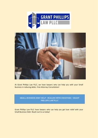 Small Business Debt Help - Dealing with Creditors - Grant Phillips Law PLLC