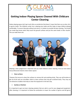 Getting Indoor Playing Spaces Cleaned With Childcare Center Cleaning