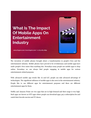 What Is The Impact Of Mobile Apps On Entertainment Industry