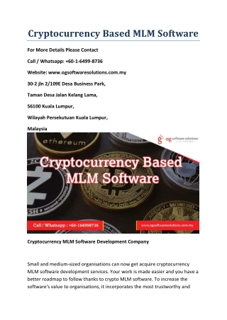 Cryptocurrency Based MLM Software