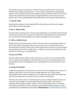 The Metrics For Measuring Digital Marketing Success.