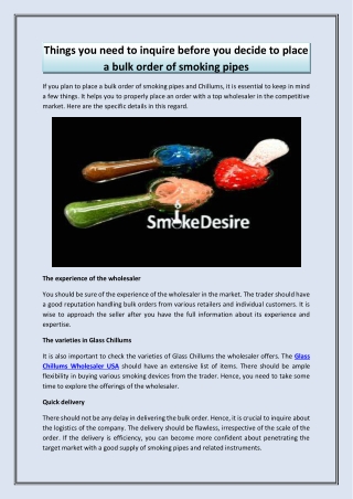 Things you need to inquire before you decide to place a bulk order of smoking pipes