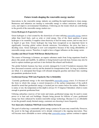 Future Trends Shaping The Renewable Energy Market