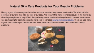 Natural Skin Care Products for Your Beauty Problems