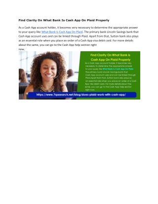 Find Clarity On What Bank Is Cash App On Plaid Properly