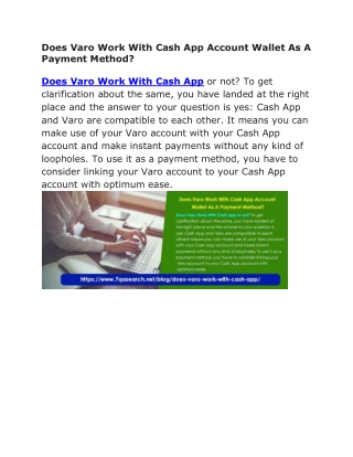 Does Varo Work With Cash App Account Wallet As A Payment Method