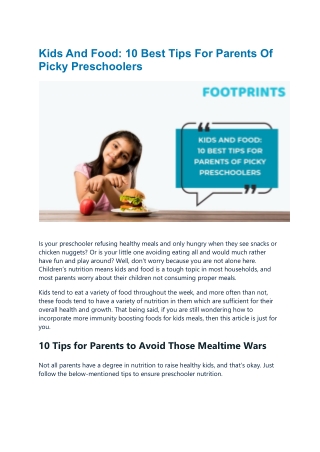 Kids And Food: 10 Best Tips For Parents Of Picky Preschoolers