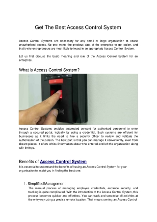Get The Best Access Control System