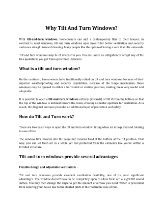 Why Tilt And Turn Windows